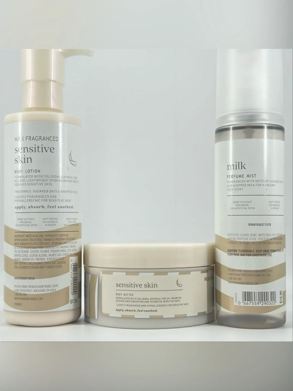 Bath & Body Works Milk Sensitive Skin PB&J 6pc Set